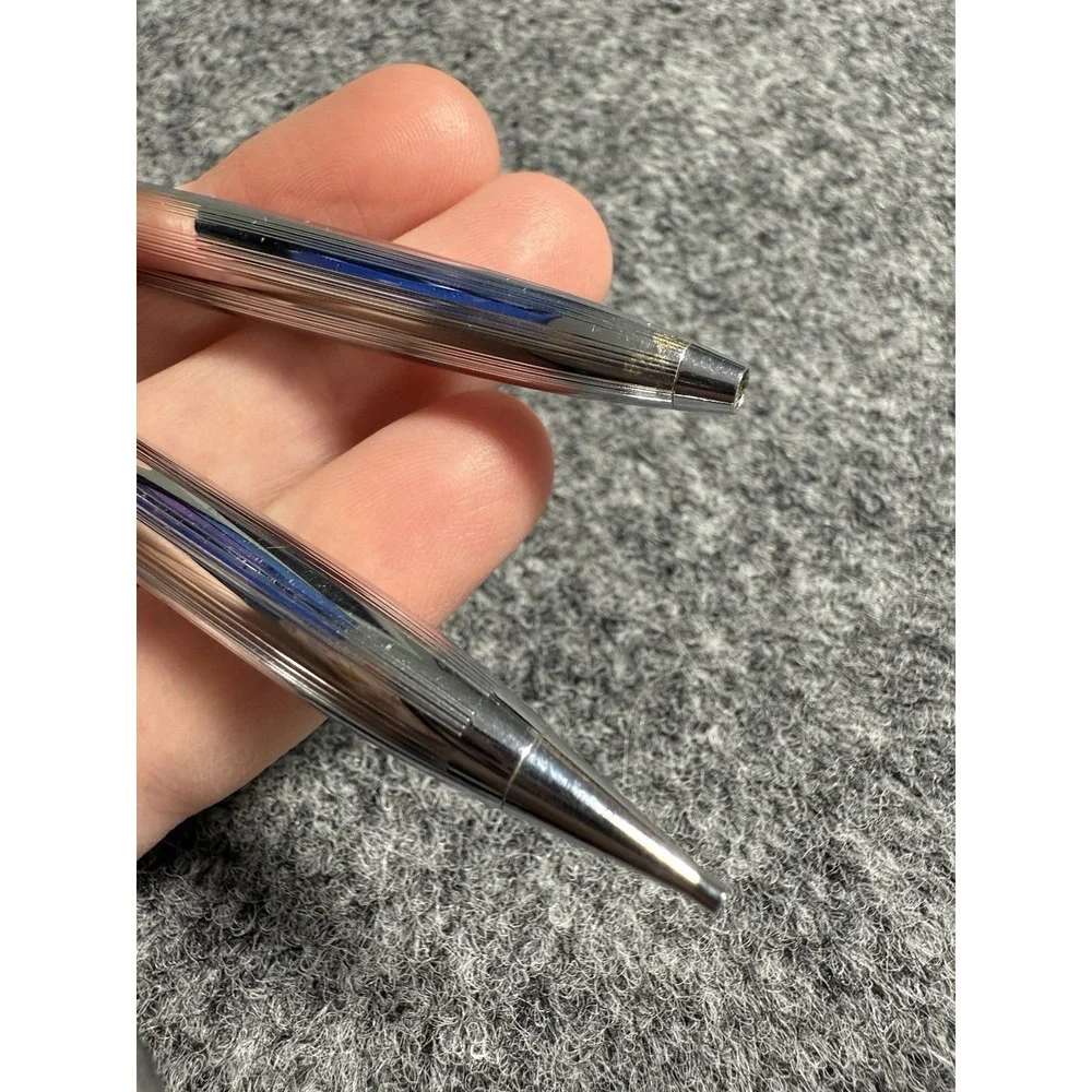 1970s SHEAFFER White Dot Ballpoint Pen + 2 Mechanical‎ Pencil Set Silver Working